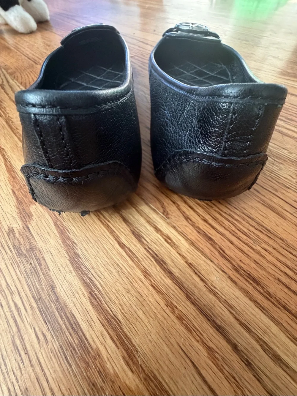 Michael Kors Black Quilted Leather Ballet Flats with Silver MK Emblem